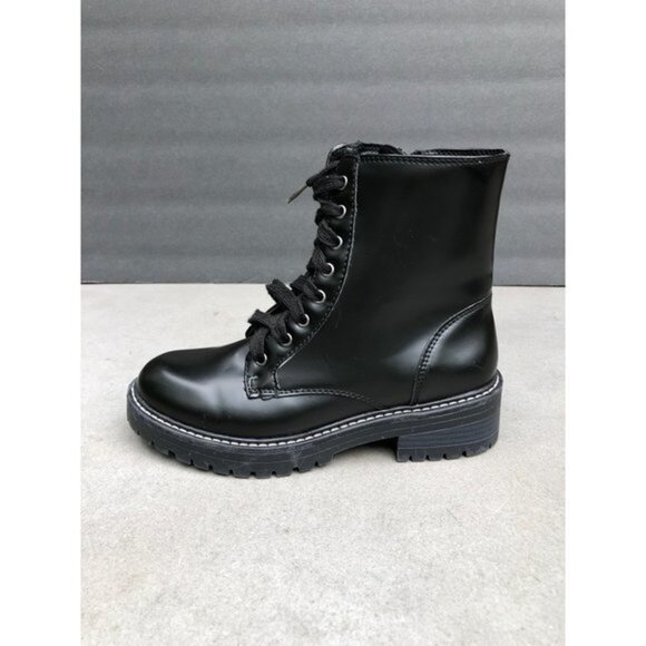 Sugar Womens Kaedy Faux Leather Combat & Lace-up Boots Black Size 8M - Picture 6 of 8